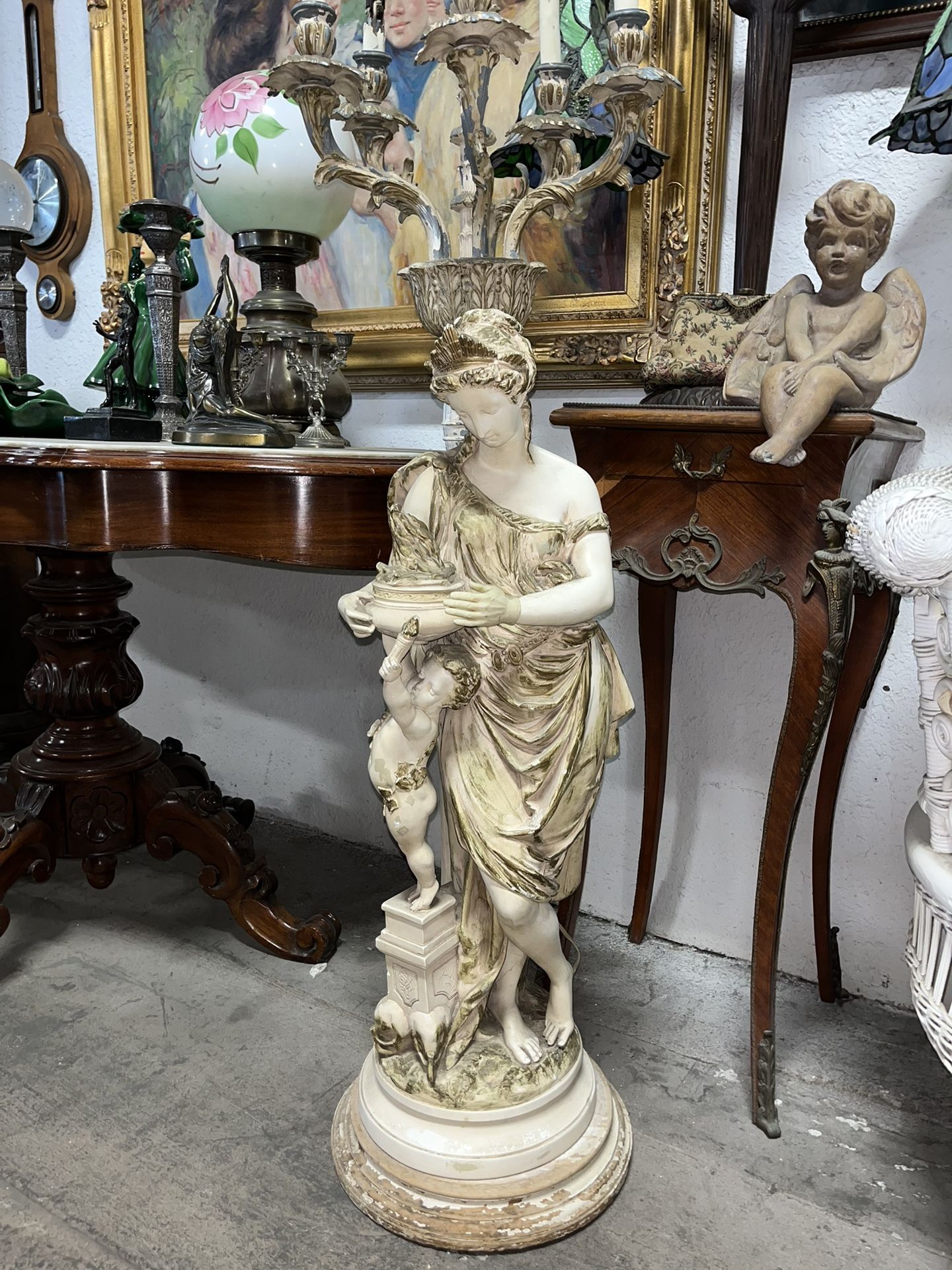 Antique Italian Torchiere Floor Lamp