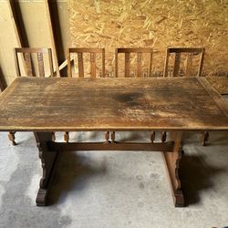 Antique Trestle Table and Chairs
