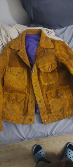 Handmade Leather Jacket Purple With Silver Zippers And Buttons Reversible Suede