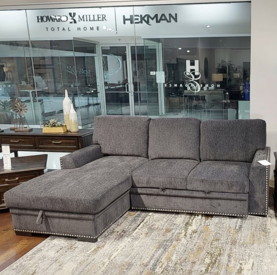 2 Piece Sectional Pull Out Bed Chaise With Storage