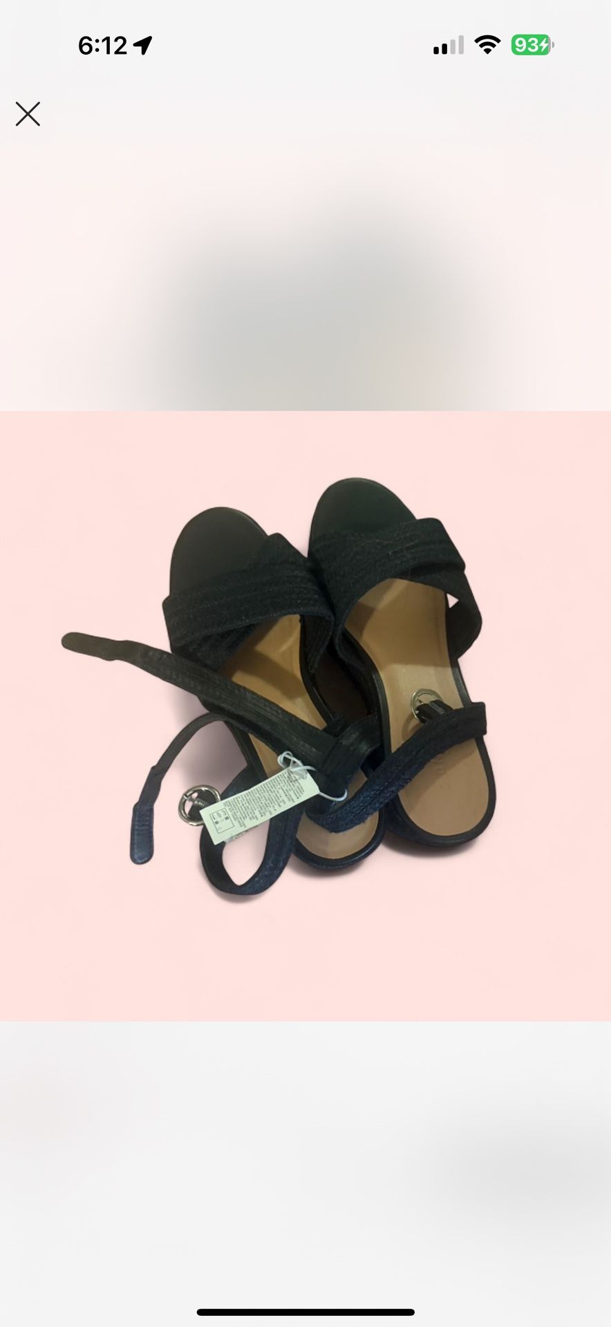 Black ankle strap sandals with 1.5" heel