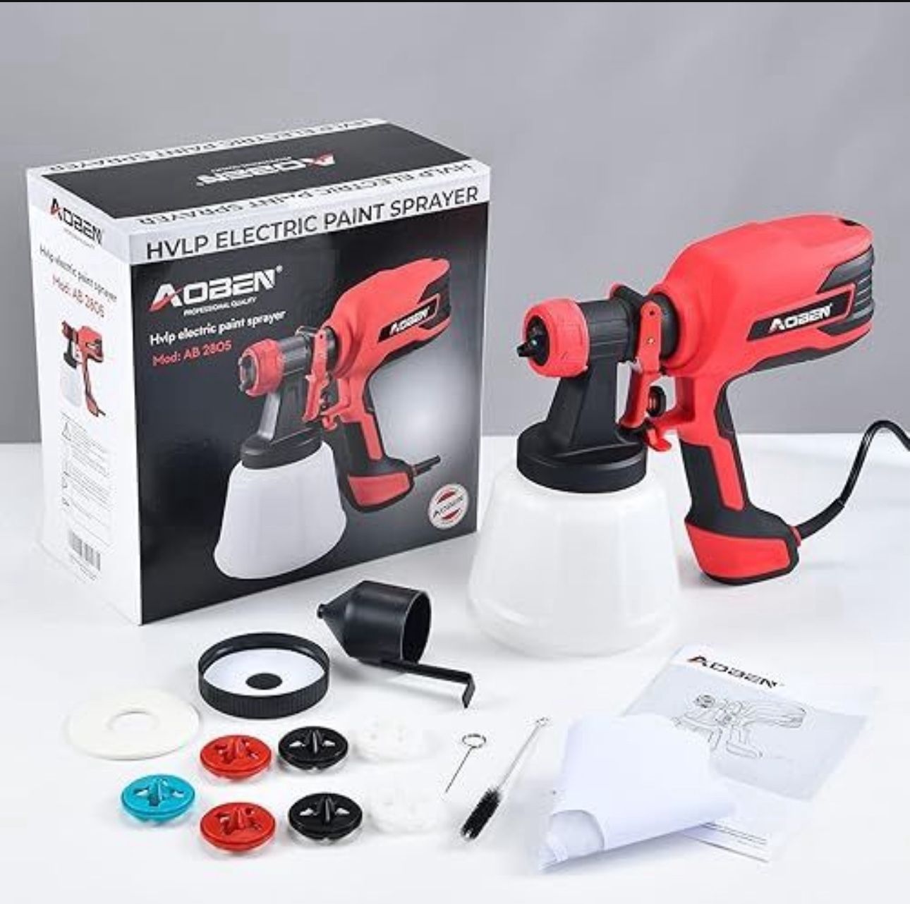 Paint Sprayer, 750w Spray Gun Home Electric Paint Gun with 8 Nozzles in 4 Sizes,Hvlp Spray Gun with 1200ml Container, 3 Spray Patterns for Fence, Cabi