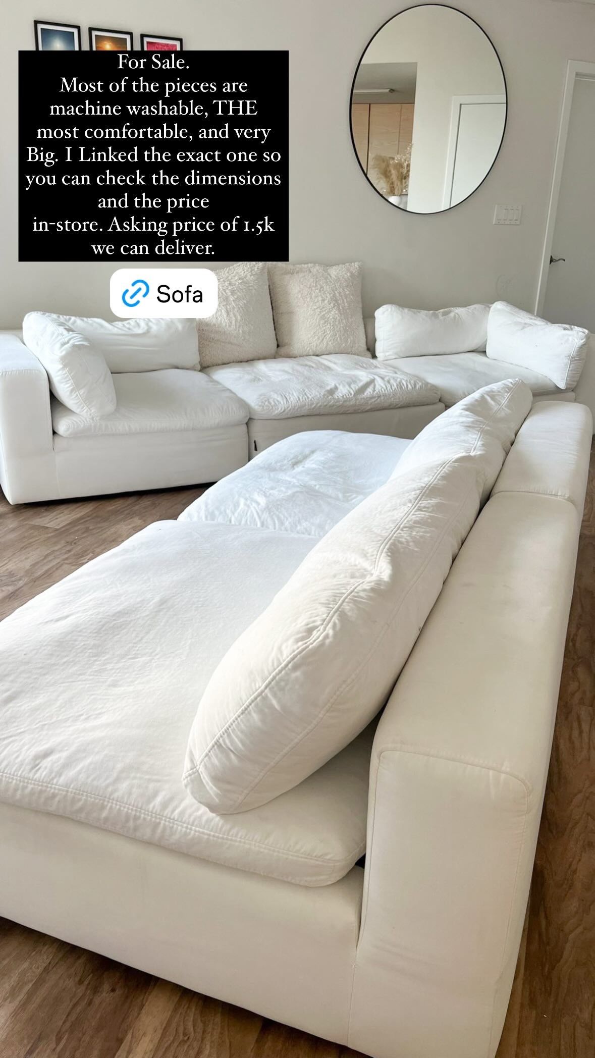 White Comfortable Sofa Made With Duck Feather.