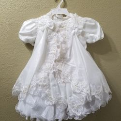 Baptism Size 3 Little Girl Fluffy Dress
