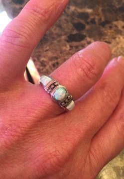 Sterling fire opal ring
