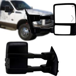 Towing Mirror For 08-16 Ford F250-F550 Superduty Power Heated Smoked  Signal
