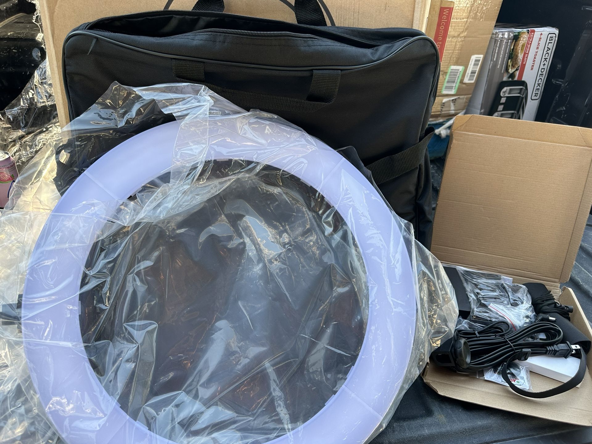 LED Ring Light with Stand and Phone/iPad Holder, 19 Inch 60W Bicolor 3000K-5800K Large Circle Light