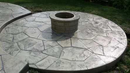 Stamped concrete gas fireplace , and stamp patio