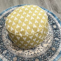 Mustard Yellow & White Tribal Tent Print Round Zafu Zabuton Floor Cotton Cushion