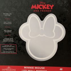 Impressions Vanity Minnie Mouse  LEDMirror with Wi-Fi, Smart Touch Sensitive Makeup Vanity Mirror with App Controller and Color Changing Dimming LED S