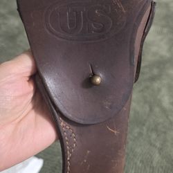 Vintage U.S. Warren Leather Goods Brown Leather Gun Holster Belt