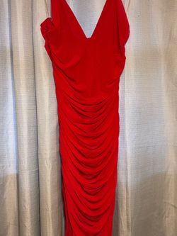 Red Ruched V-Neck Bodycon Maxi Dress