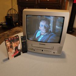 Sylvania 13"  CRT TV /VCR Player Combo AV Inputs Gaming With Built In FM Plus Remote-Gray  