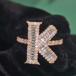 INTIAL "C" VVS D MOISSANITE  AND 925 STERLING SILVER OVER ROSE GOLD