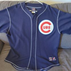 Men's 2XL Majestic Chicago Cubs Cooperstown Collection Jersey Button Up - Size XXL - Rare - Mens - No Name/Number On Back