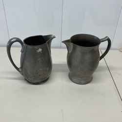 Two Vintage Pewter Vases