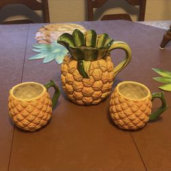 Pineapple Jug And 2 Cups