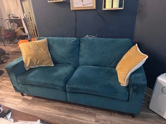 Teal Velvet Couch