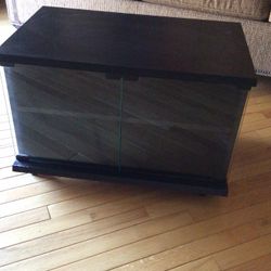 TV Stand With Glass Doors And Shelf