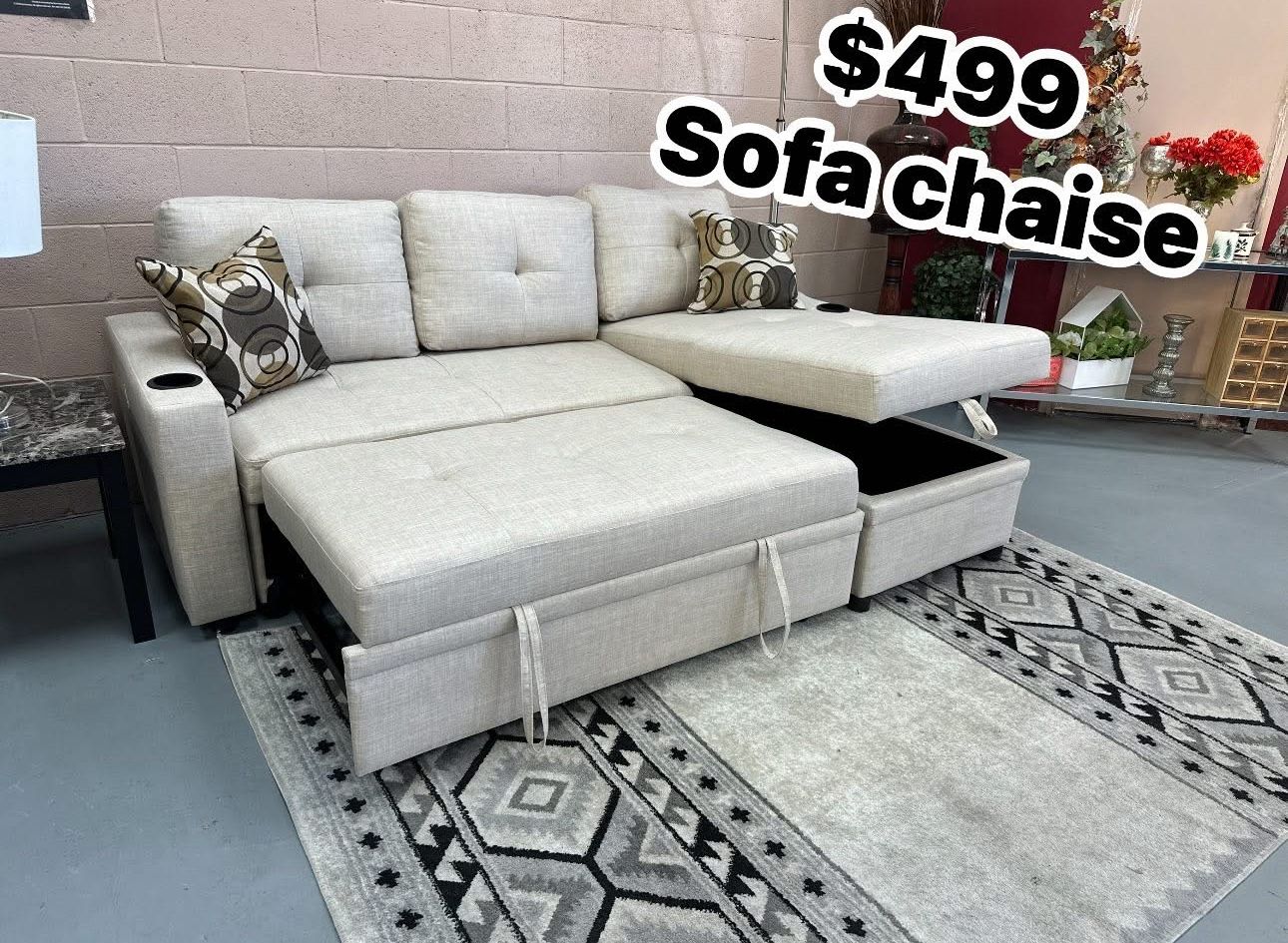 $499 Sofa Chaise With Storage
