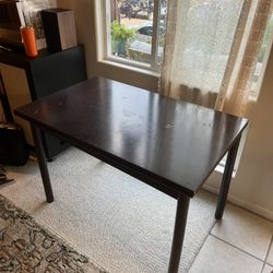 brown solid wood expandable table 