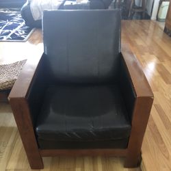 Wooden Contemporary Pleather Chair  