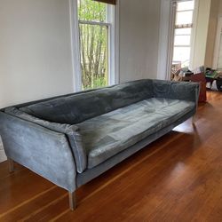 Blue Restoration Hardware Velvet Couch