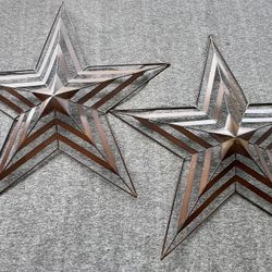 Pair Rustic Metal Stars Wall Decor
