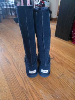 UGG Australia Tall Suede Sheepskin Boots with Buckle Detail US W9