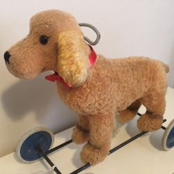 RARE 1950s Antique STEIFF On Wheels RIDE-ON Mohair SUSI Cocker Spaniel in Excellent Condition! $250