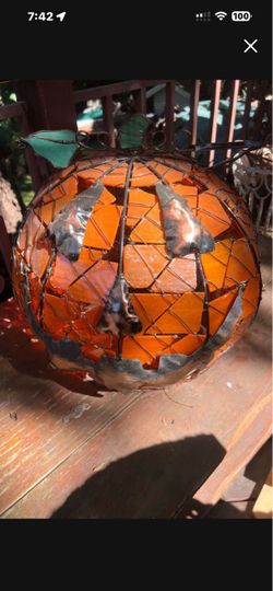 Stained glass pumpkin decor