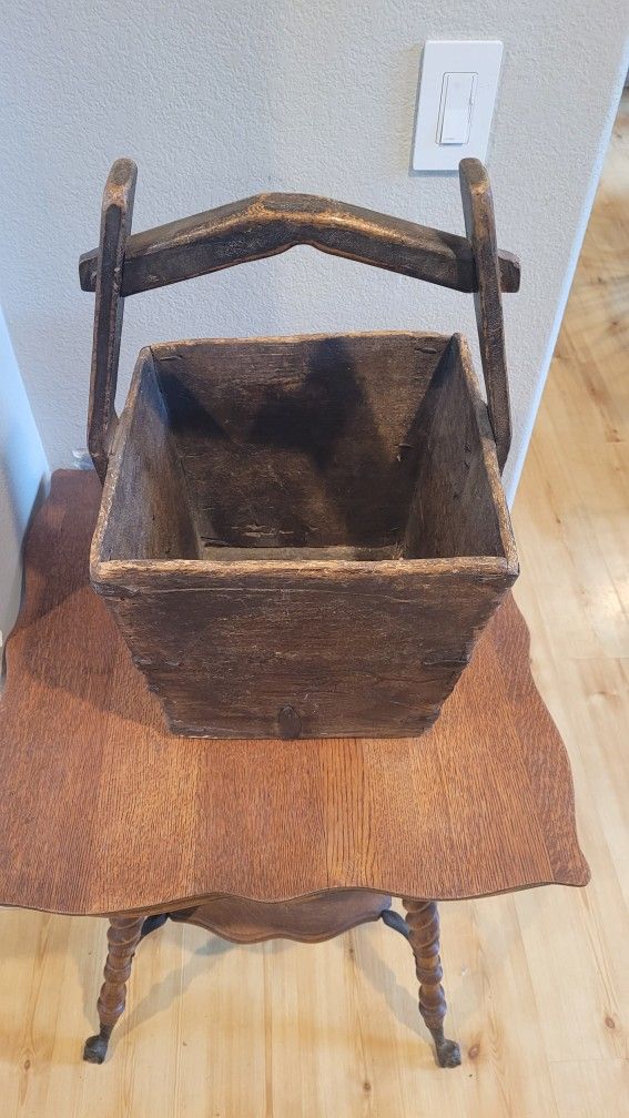 Antique Chinese Wooden Rice Grain Harvest Bucket