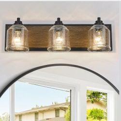 23" Large Farmhouse Black Wood Bathroom Vanity Light Retails $132