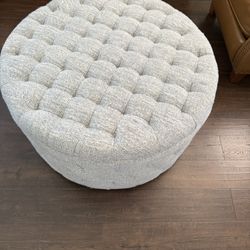 Oversized Round Storage Ottoman w/ Hidden Storage