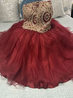 Quince Dama Dress Dark Red/Gold
