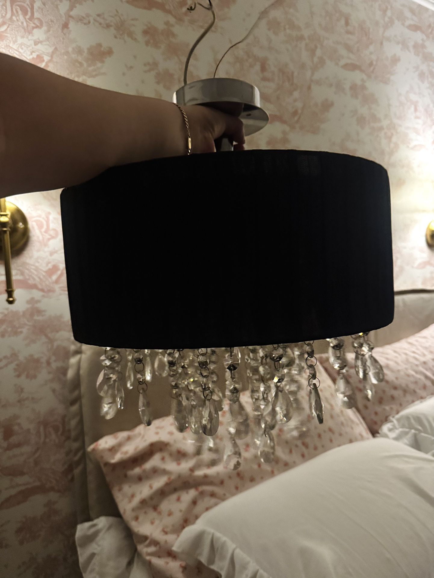 Elegant Black Drum Crystal Semi-Flush Mount Ceiling Light – Like New