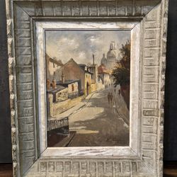 MICHEL JANPOL c1950 "View of Paris" MCM Cityscape Oil Painting of Sacre Couer
