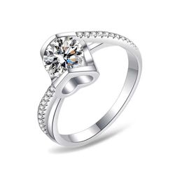 Mossinate Solitaire Ring Size 7 Heart Shape 