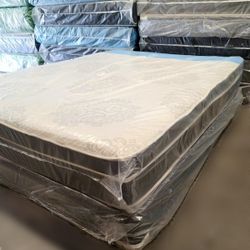 NEW QUEEN-SIZE PILLOW TOP MATTRESS AND BOX SPRING 🆕️