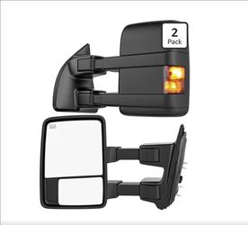 Smoked Power Heated Tow Mirrors For Ford Super Duty(2008-2016),F250 F350 F450 F550 F-250 F-350 F-450 F-550