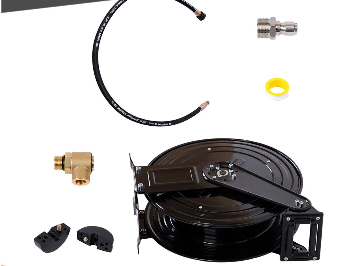 3/8" Auto-Retractable High Water Air Oil Pressure Washer Shop Hose Reel
