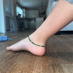 Dark Green And Light Pink Anklet
