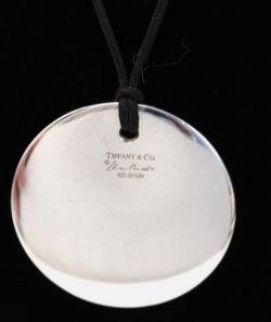 Tiffany & Co Elsa Perreti Round Necklace Sterling Silver Silk Cord