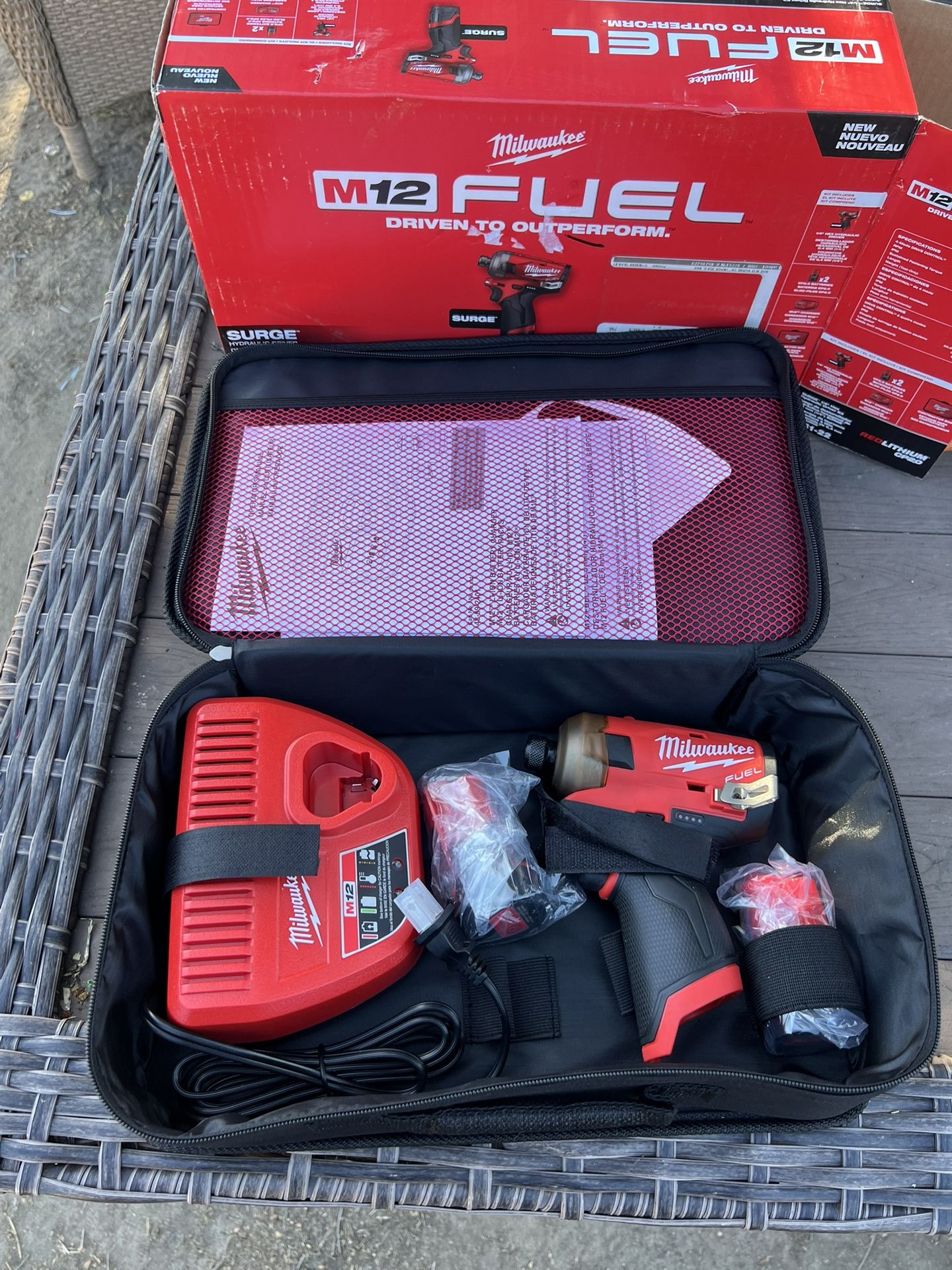 Milwaukee M12 FUEL SURGE 12V Lithium-Ion Brushless Cordless 1/4 in. Hex Impact Driver Compact Kit w/Two 2.0Ah Batteries, Bag
