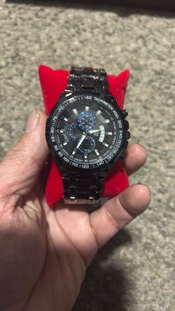 Black Chronograph Watch with Tachymeter Bezel