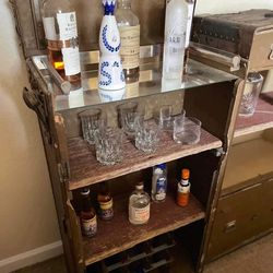 Repurposed 1820’s authentic Wardrobe Steamer Trunk - Whiskey Bar