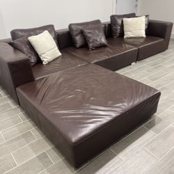Leather Couch Sectional Brown Perfect Condition Modular 