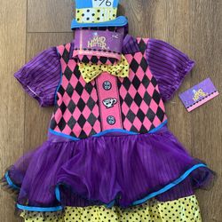 NEW! Alice in Wonderland Mad Hatter Costume Baby Girls Size 12-18 month