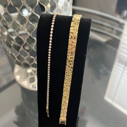 2 Ladies Gold Tennis Bracelets 
