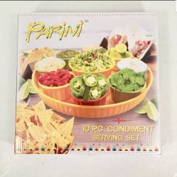 Parini 10 PC Condiment Serving Set Fiesta Colored 12x12 Serving Tray and Bowls